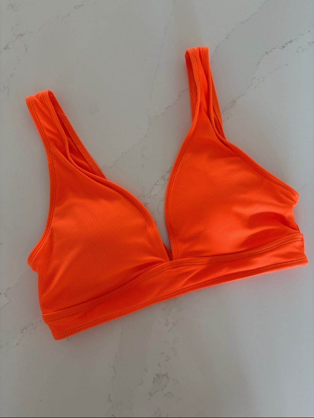 Bikini Top Women’s Ribbed V-Neck - Orange Size XL